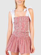 Smocked Tie Shoulder Cami and Shorts Set