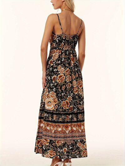 Printed Scoop Neck Midi Cami Dress - felvior