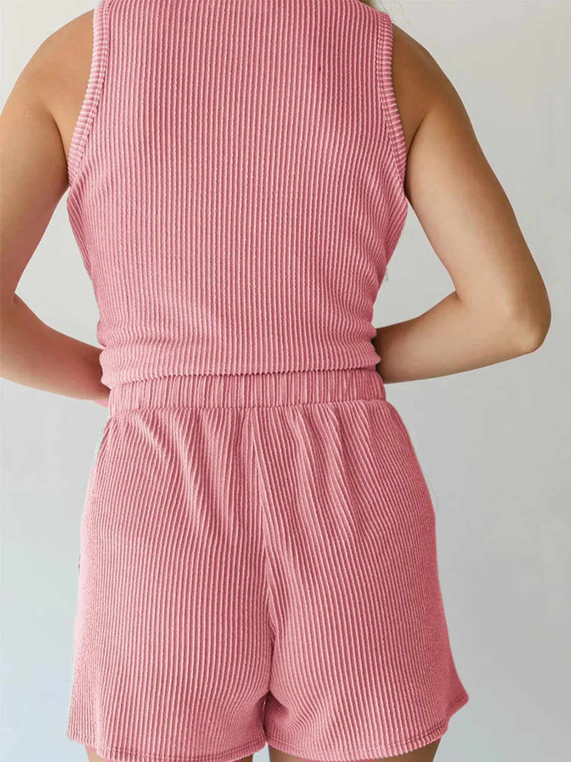 Round Neck Sleeveless Top and Shorts Set - felvior