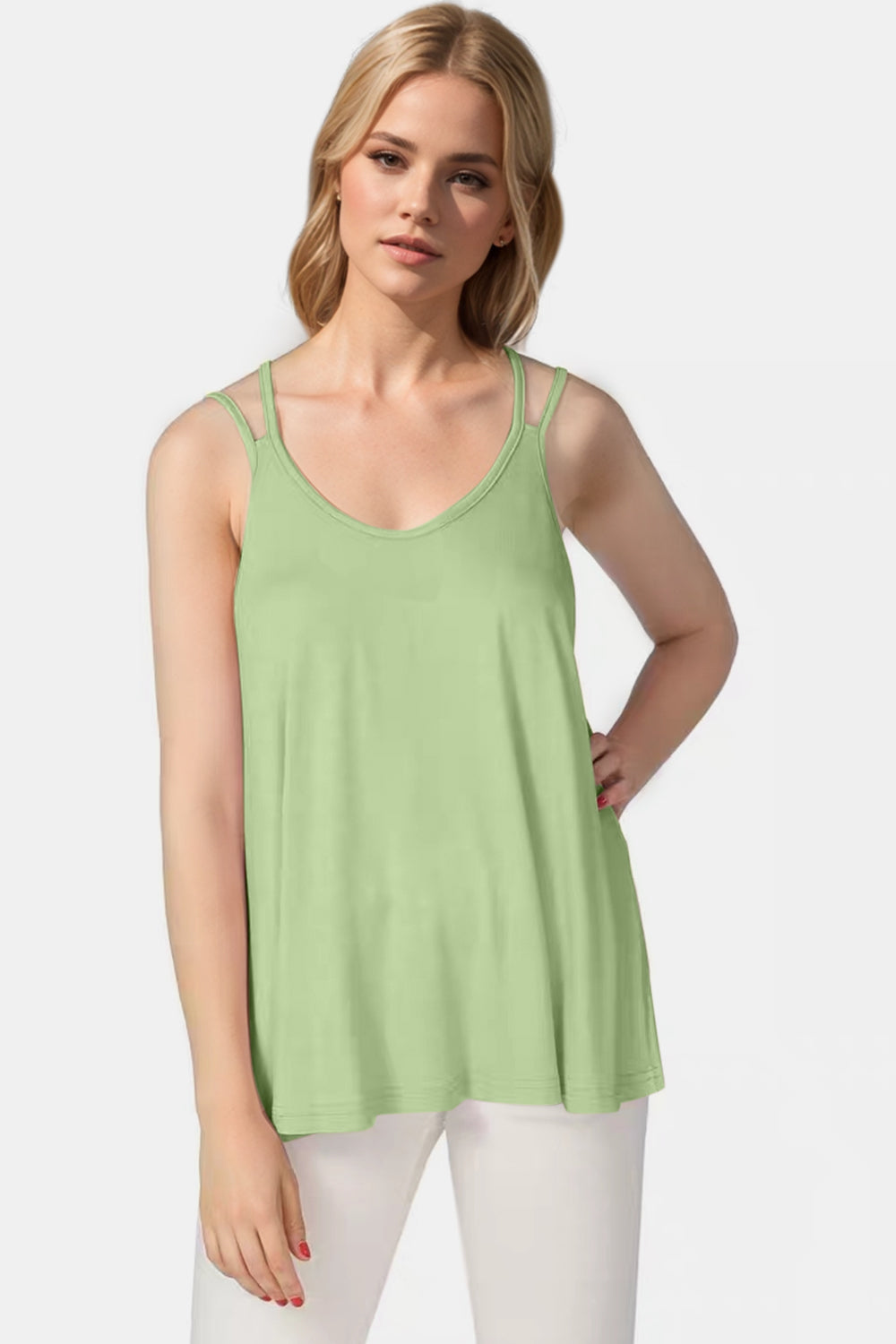 Basic Bae Bamboo Scoop Neck Double Spaghetti Straps Cami - felvior