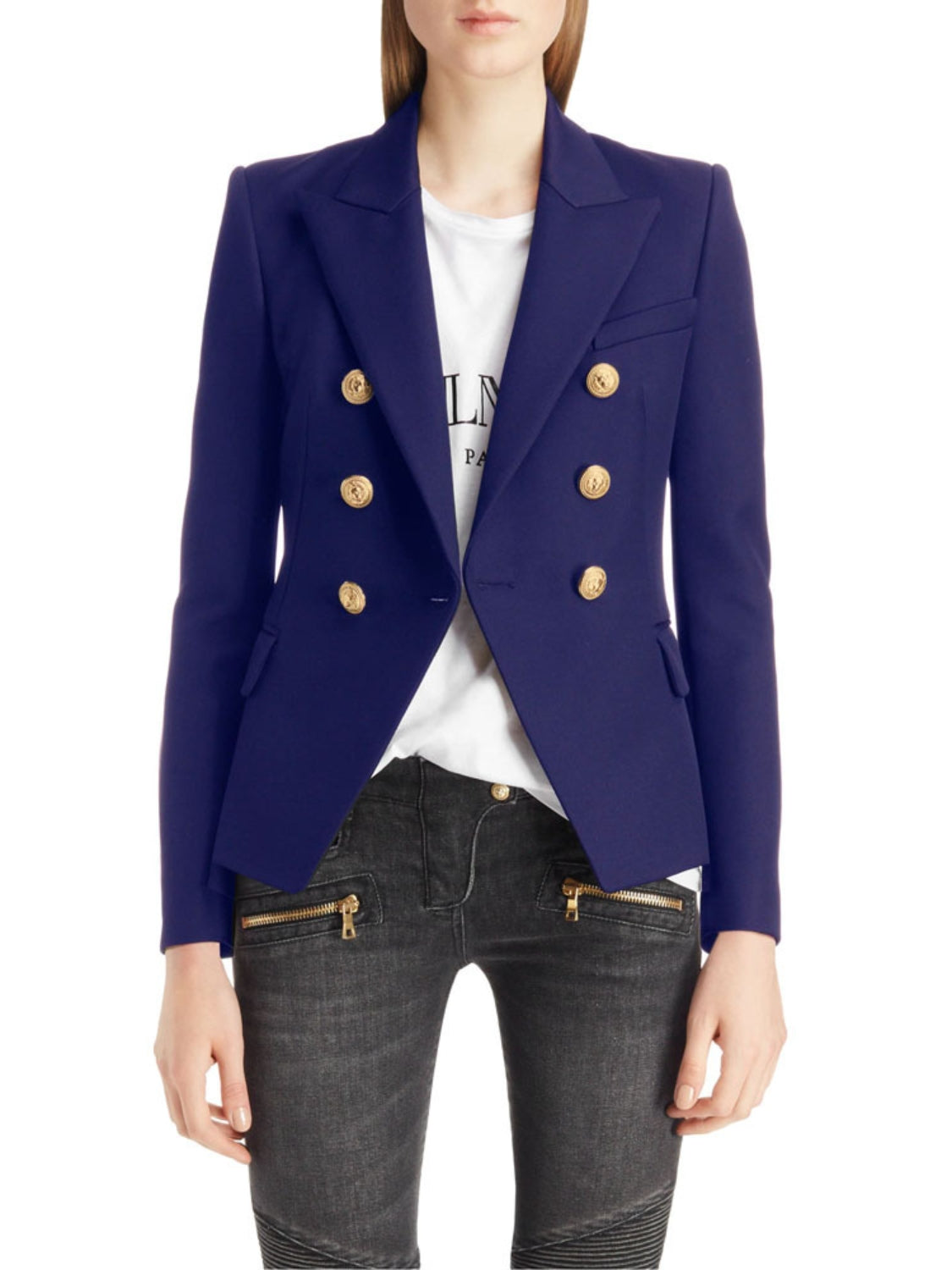 Lapel Collar Long Sleeve Blazer - felvior