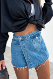 Raw Hem Denim Skorts - felvior
