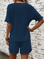 Tassel Round Neck Top and Shorts Set