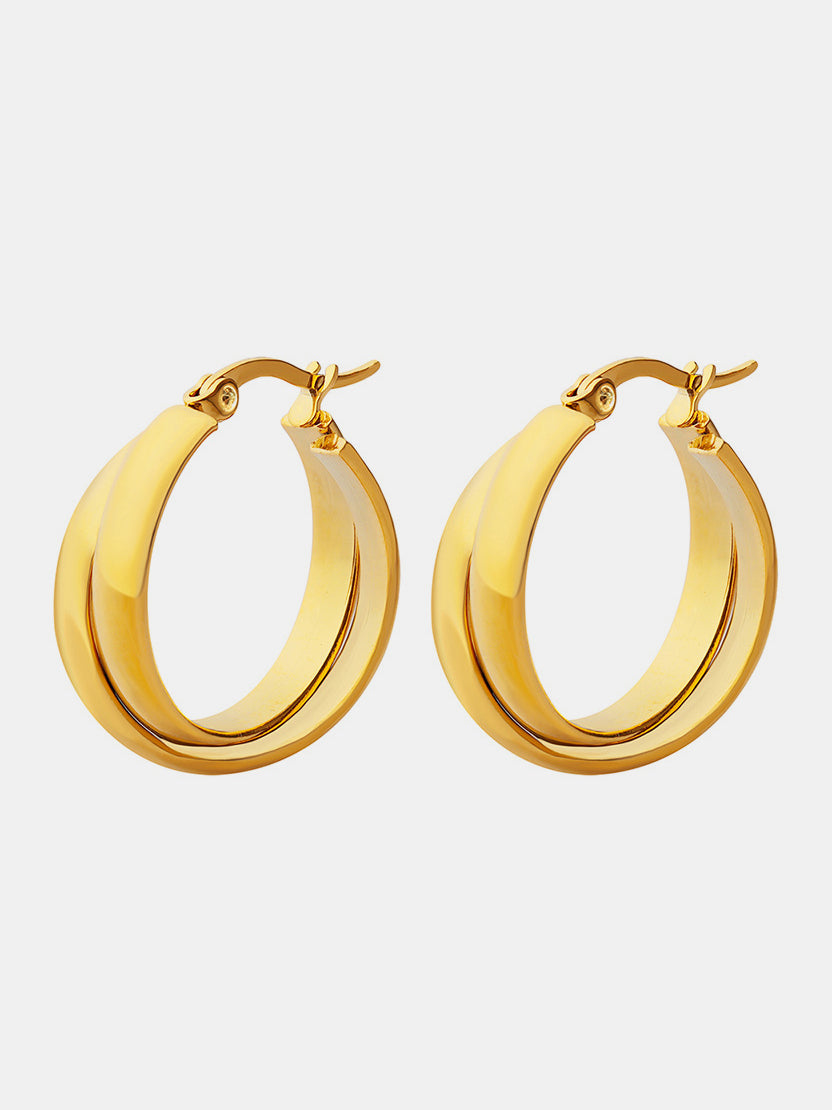 18K Gold-Plated Titanium Steel Huggie Earrings - felvior