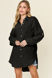 Double Take Full Size Pocketed Texture Button Up Shirt - felvior