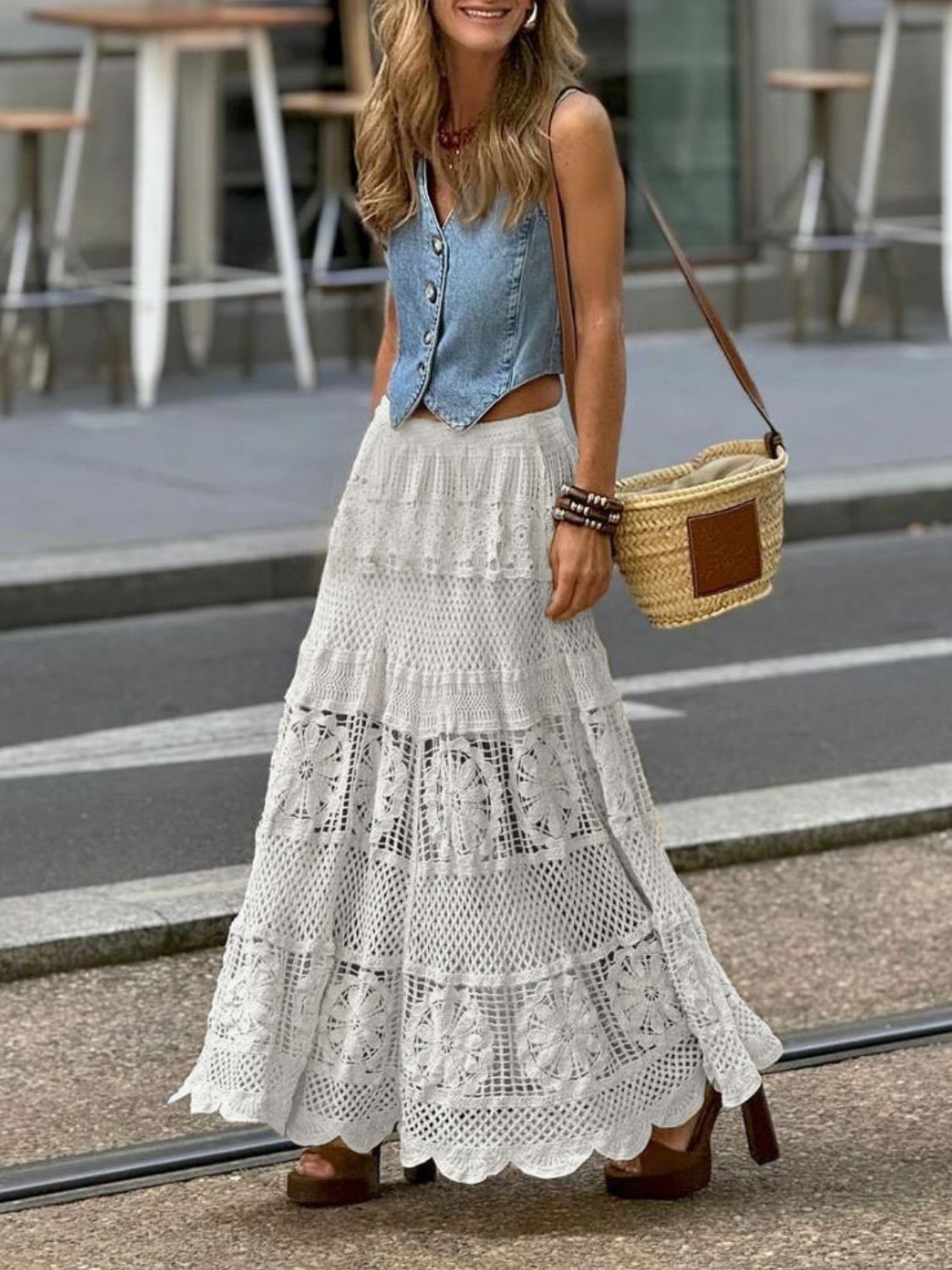 Openwork Crochet Maxi Skirt