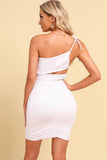 Ruched Cutout One-Shoulder Bodycon Dress - felvior