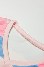 Contrast Striped V Neck Long Sleeve Top