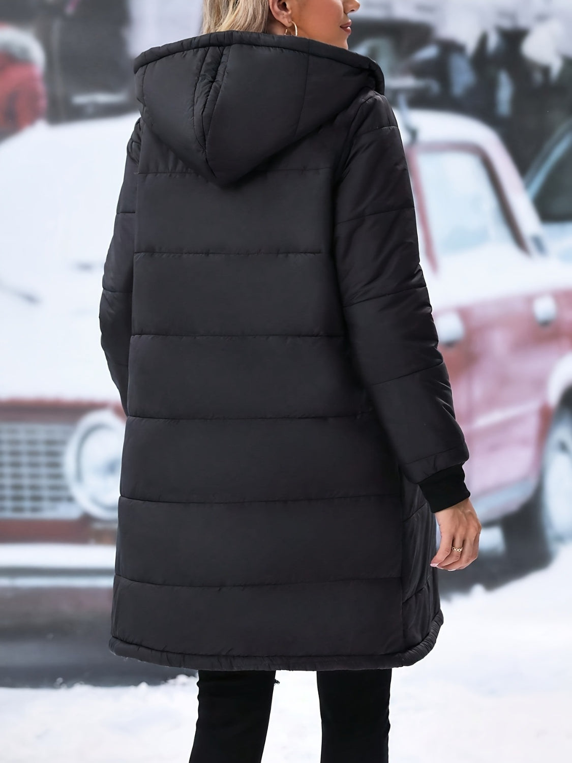 Plus Size Zip Up Hooded Winter Coat - felvior