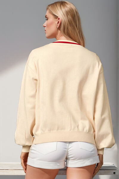 Double Take – Strickjacke in voller Größe mit Nussknacker-Paillettenschleife Zweitbild