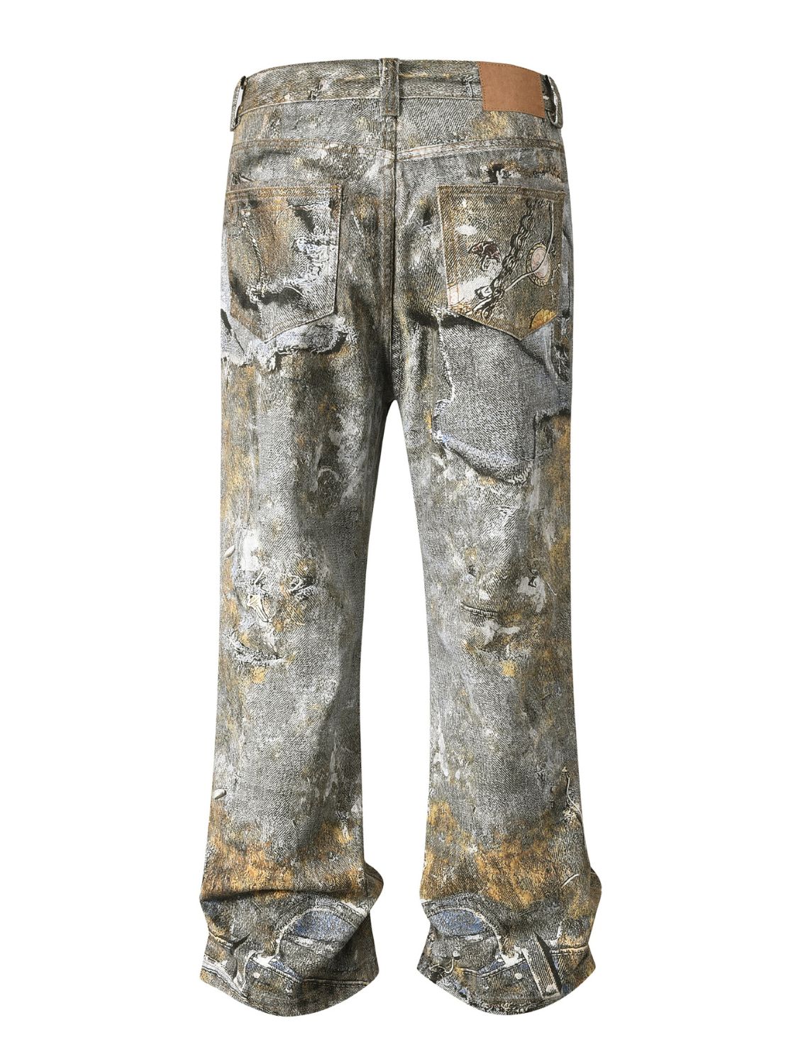 Men's Wide Straight Printed Jeans with Pockets Zweitbild
