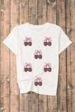 Sequin Cherry Round Neck Short Sleeve T-Shirt