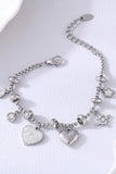 Titanium Steel Inland Zircon Heart Charm Bracelet - felvior
