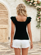 Square Neck Cap Sleeve Top