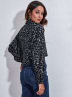 Button Down Printed Cropped Jacket