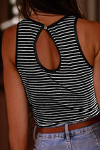 Striped Ribbed Round Neck Tank