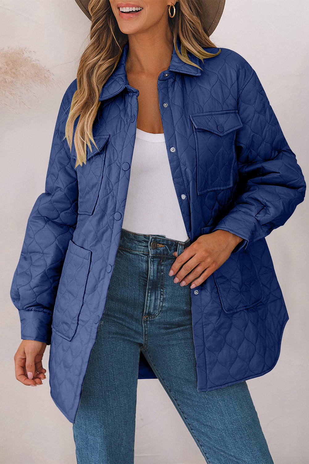 Snap Down Collared Winter Coat - felvior