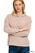 Zenana Ribbed Long Sleeve Hoodie