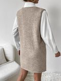 V-Neck Sleeveless Sweater Dress with Pockets - felvior