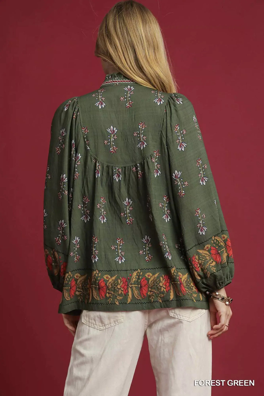 Umgee Floral Boho Peasant Blouse