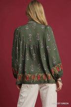 Umgee Floral Boho Peasant Blouse