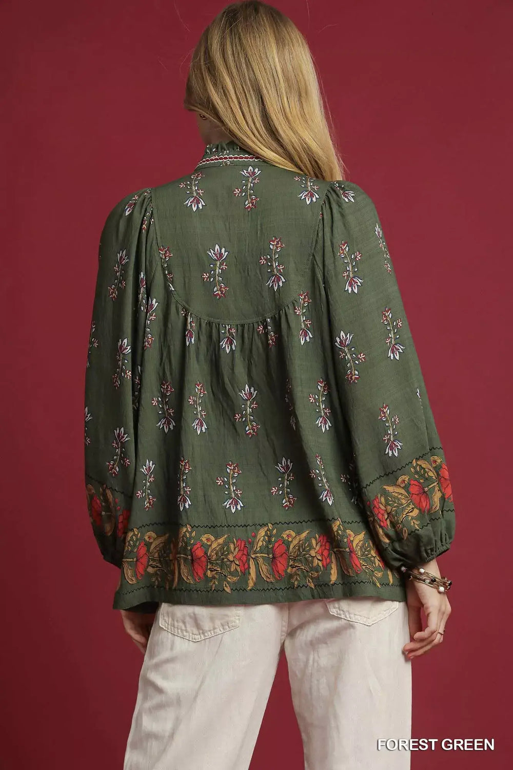 Umgee Floral Boho Peasant Blouse