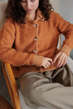 Collared Neck Button Down Long Sleeve Cardigan - felvior