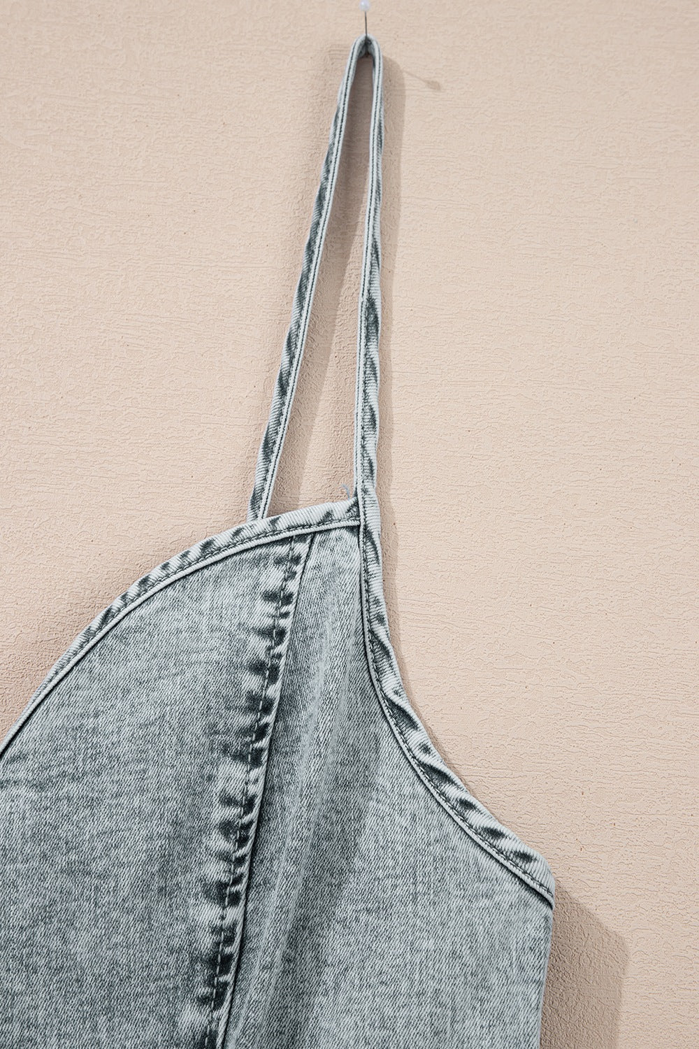 Back Zipped Mini Cami Denim Dress