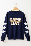 GAME DAY Star Round Neck Long Sleeve Sweatshirt - felvior