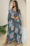 Printed V-Neck Split Maxi Dress - felvior