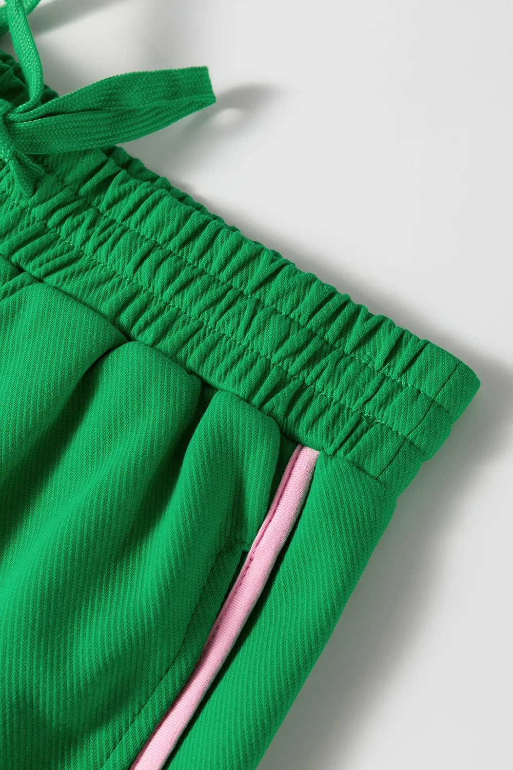 Two Tone Contrast Textured Crewneck Tee and Shorts Set - felvior