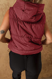 Drawstring Zip Up Hooded Vest Coat - felvior