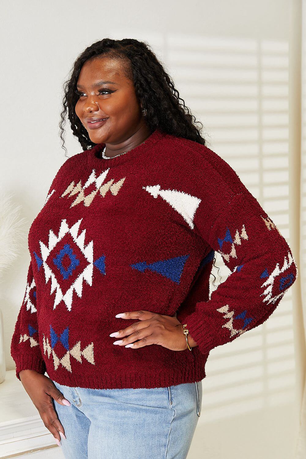 HEYSON Full Size Aztec Soft Fuzzy Sweater Zweitbild