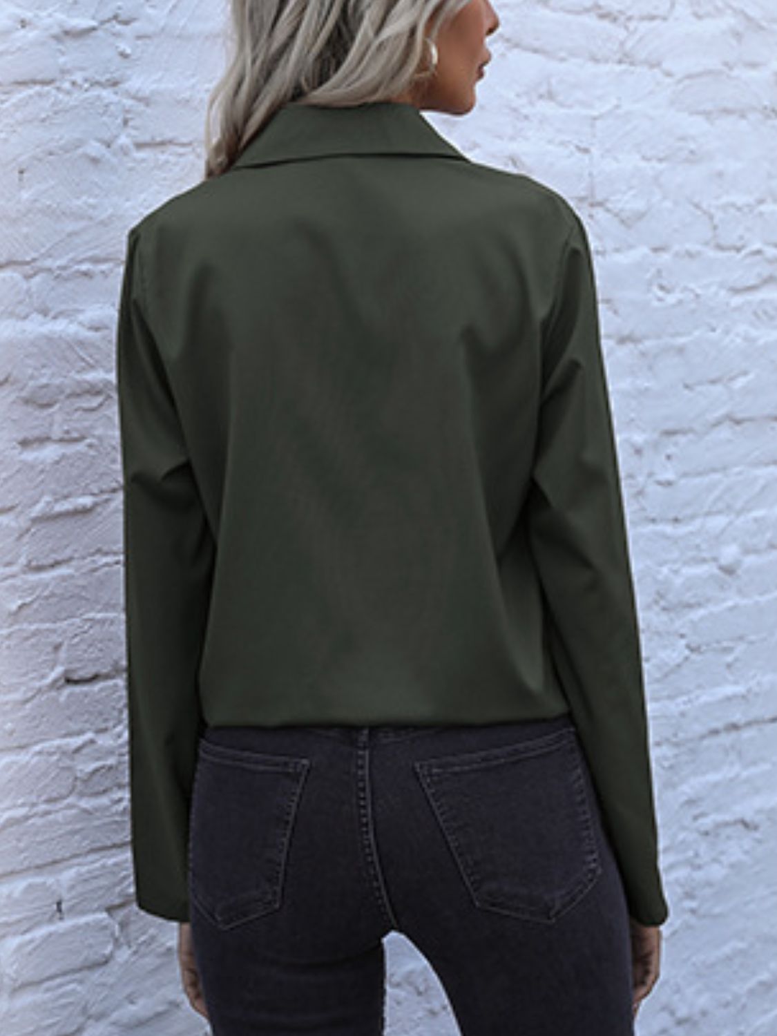 Perfee Tied Hem Button Down Long Sleeve Shirt