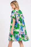 Ces Femme Floral Ruffled Short Sleeve Dress - felvior