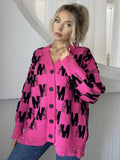 Pearl Trim V-Neck Button Up Cardigan - felvior