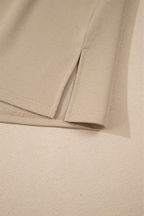 Ruffled Notched Cap Sleeve Top