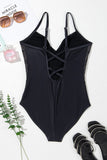 Embroidered V-Neck One-Piece Swimwear - felvior