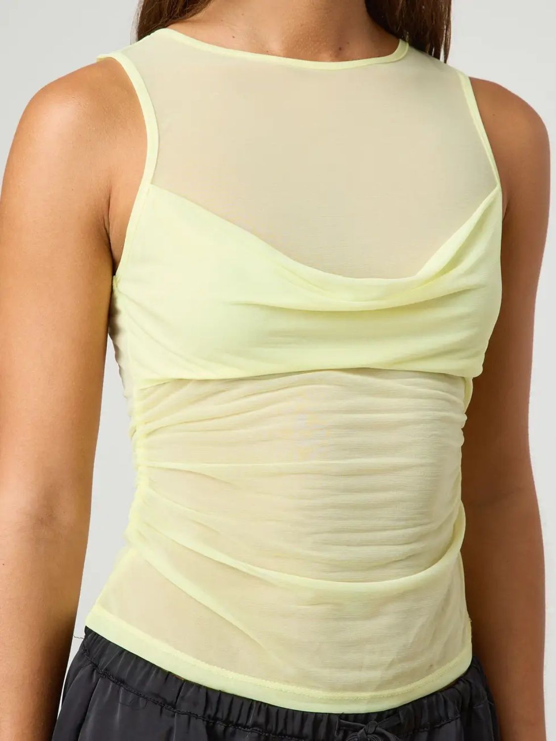 Ruched Round Neck Tank - felvior