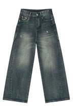 Men's Distressed Detail Wide Leg Jeans