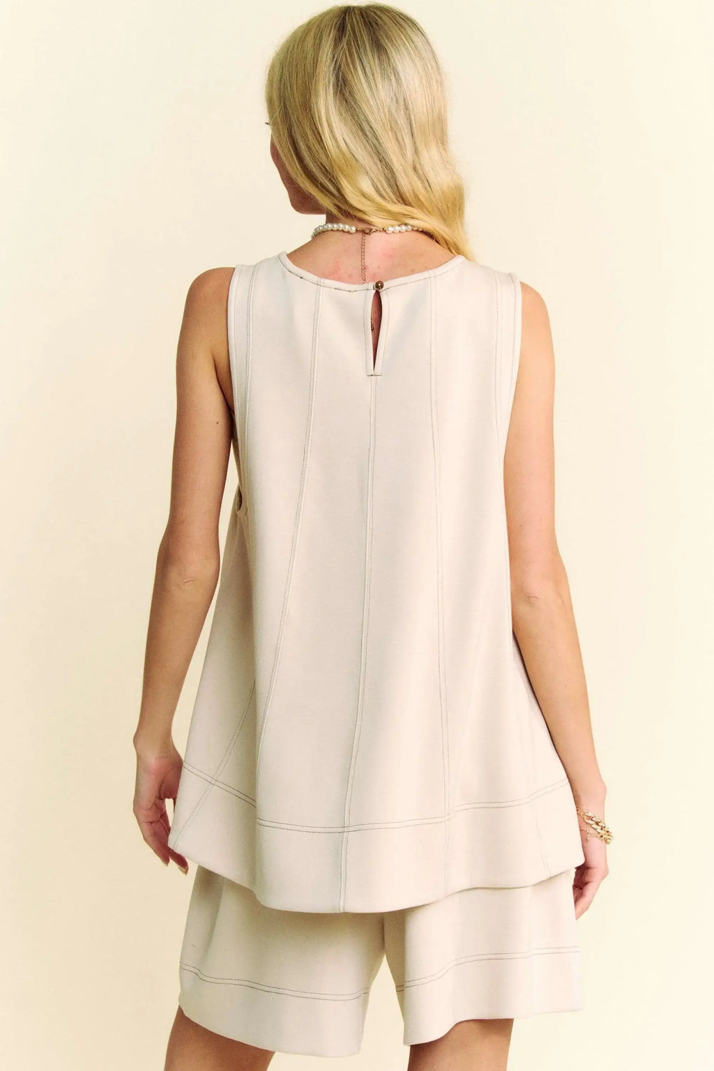 Davi & Dani Contrast Seam Top and Short Set