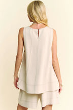 Davi & Dani Contrast Seam Top and Short Set