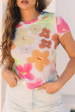 Printed Round Neck Short Sleeve Blouse - felvior