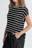 Striped Short Sleeve Knit Top - felvior