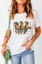 Texas Horse Graphic Cuffed Sleeve T Shirt