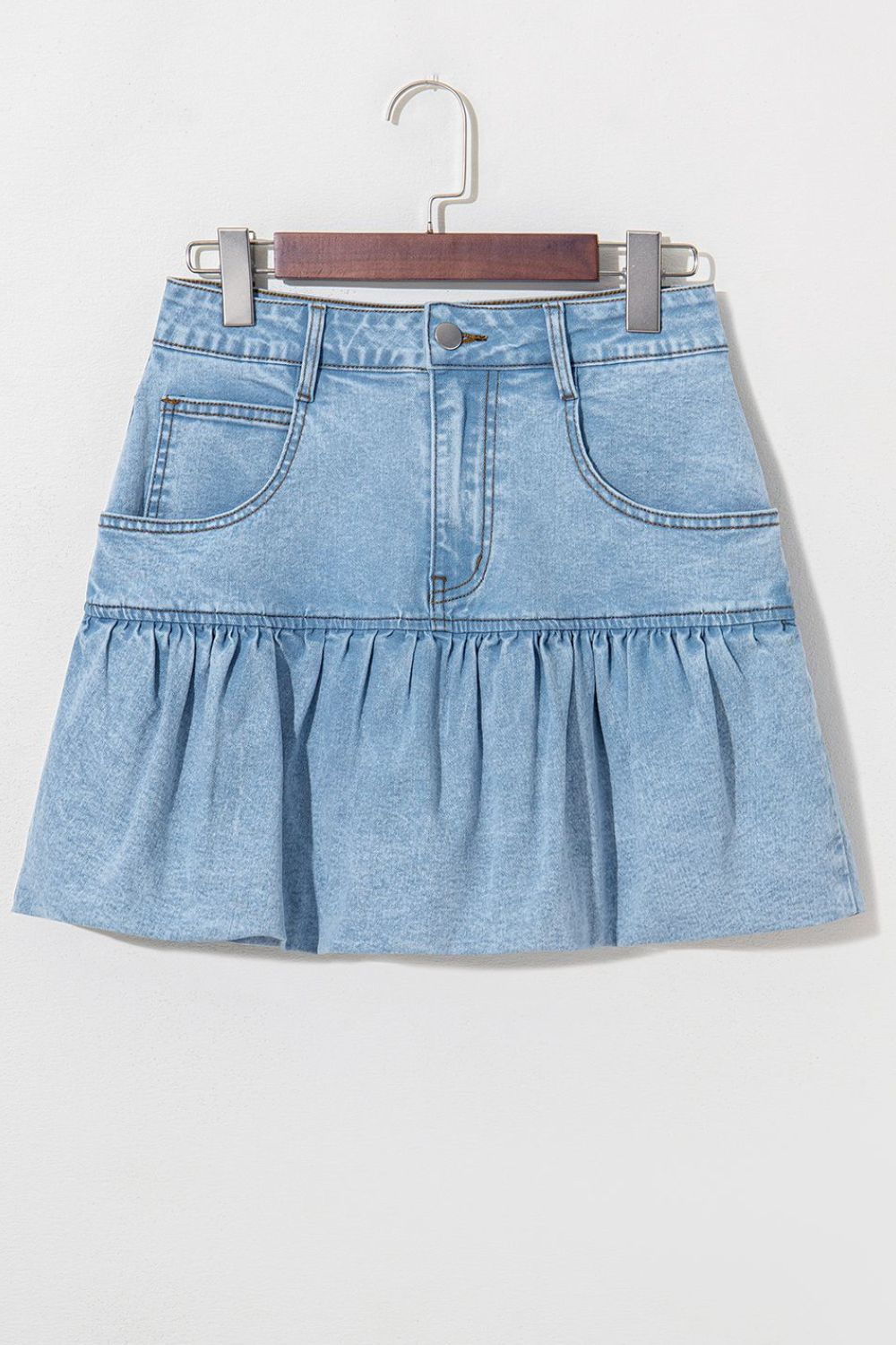 Bubble Hem Denim Mini Skirt