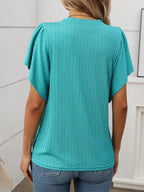 Round Neck Flutter Sleeve T-Shirt