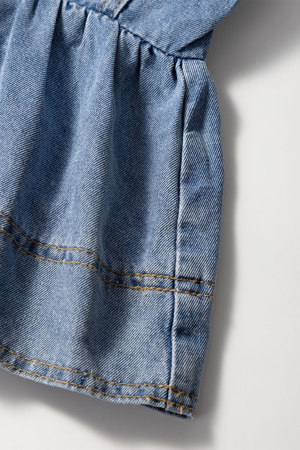 Lapel Collar Peplum Denim Top