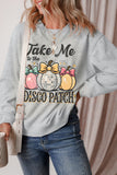 Graphic Round Neck Long Sleeve Sweatshirt - felvior