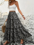 Tiered Floral Maxi Skirt - felvior
